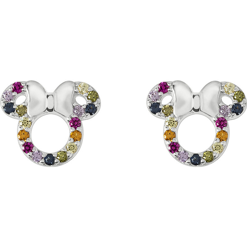 Pendientes Rainbow Minnie Disney de plata 925 con detalles multicolor