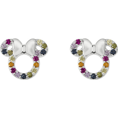 Pendientes Rainbow Minnie Disney de plata 925 con detalles multicolor