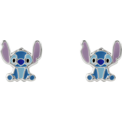 Pendientes de plata 925 con diseño de Stitch Disney en azul y morado