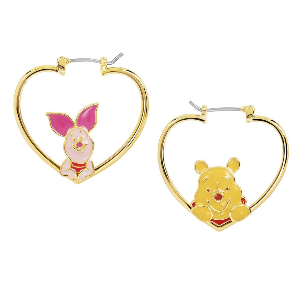 Pendientes Disney de corazón con Winnie the Pooh y Piglet