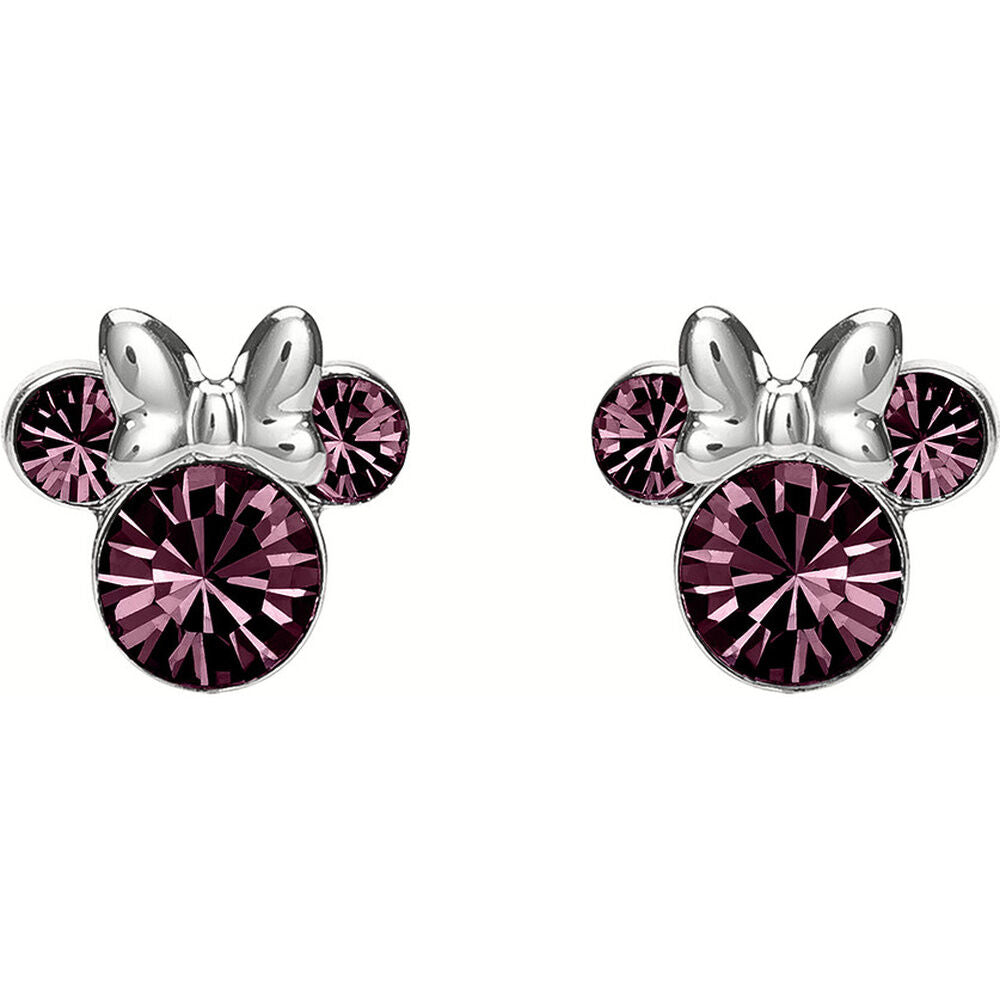 Pendientes Minnie Disney de plata 925 con detalles morados