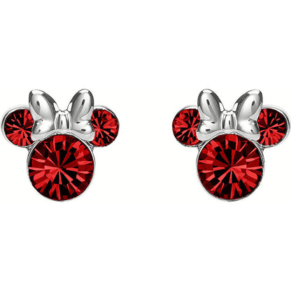 Pendientes de plata 925 con diseño de Minnie y detalles rojos