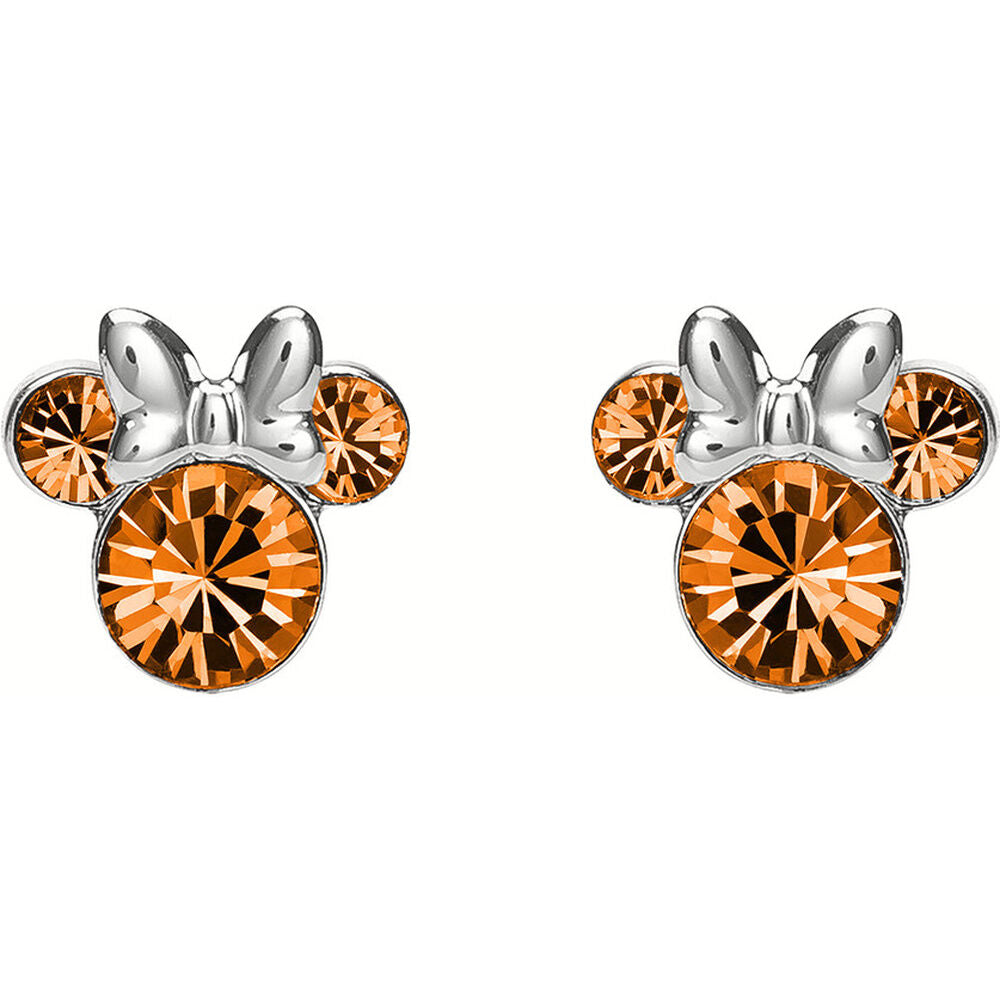 Pendientes Minnie Disney de plata 925 con piezas facetadas naranjas