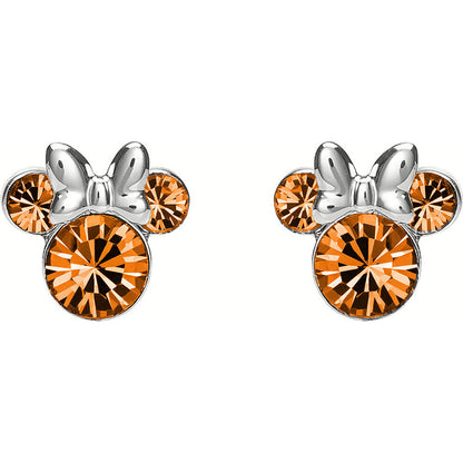 Pendientes Minnie Disney de plata 925 con piezas facetadas naranjas