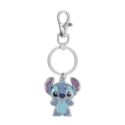 Llavero Stitch Disney azul con mosquetón y detalles morados
