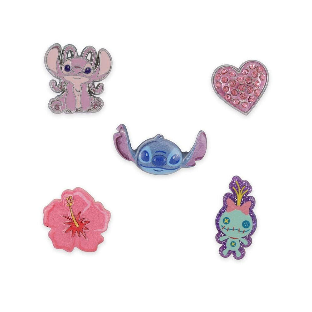 Set de cinco pins de Stitch Disney con diseños coloridos