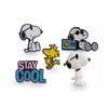 Set de 5 pins de Snoopy y Peanuts con Woodstock y mensaje STAY COOL