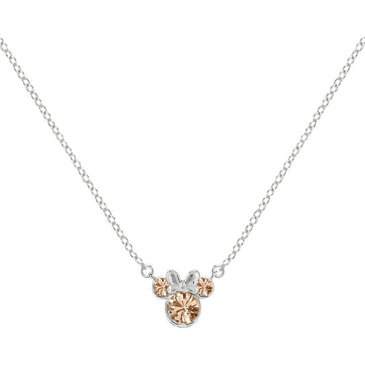 Colgante de plata 925 con silueta de Minnie Disney y detalles rosados