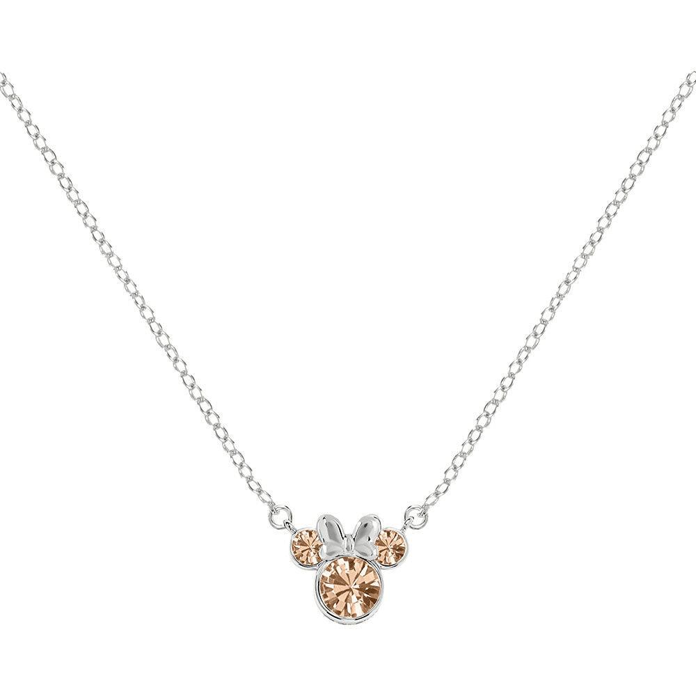 Colgante de plata 925 con silueta de Minnie Disney y detalles rosados