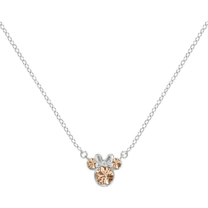 Colgante de plata 925 con silueta de Minnie Disney y detalles rosados