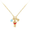 Colgante dorado de Winnie the Pooh con piedra azul y charms