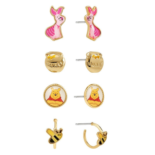 Set de pendientes Disney de Winnie the Pooh con Piglet, Pooh, tarro de miel y abeja