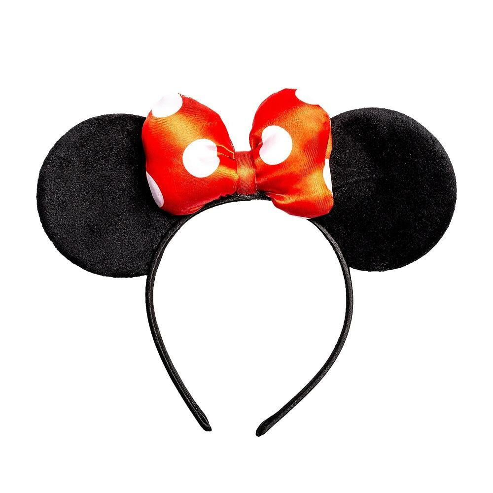 Diadema Minnie Disney con orejas negras y lazo rojo de lunares blancos