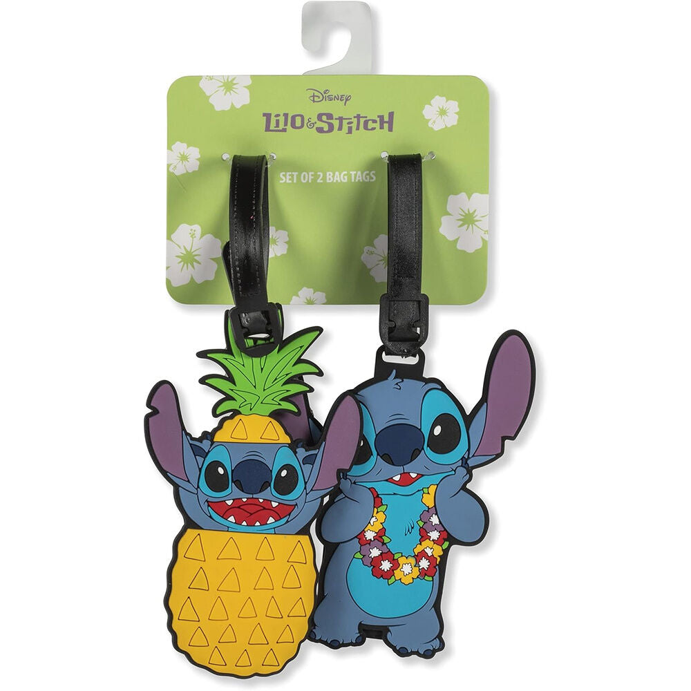 Set de dos etiquetas de equipaje Stitch Disney de silicona