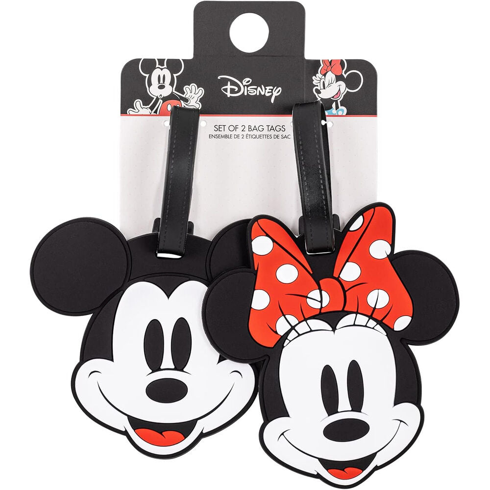Set de dos etiquetas de equipaje Disney con Mickey y Minnie
