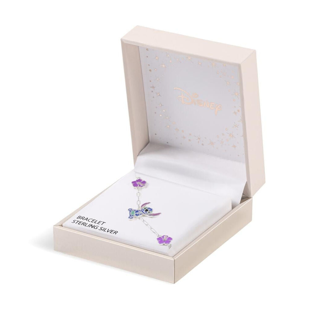 Pulsera Stitch Disney de plata 925 con flores moradas - 2