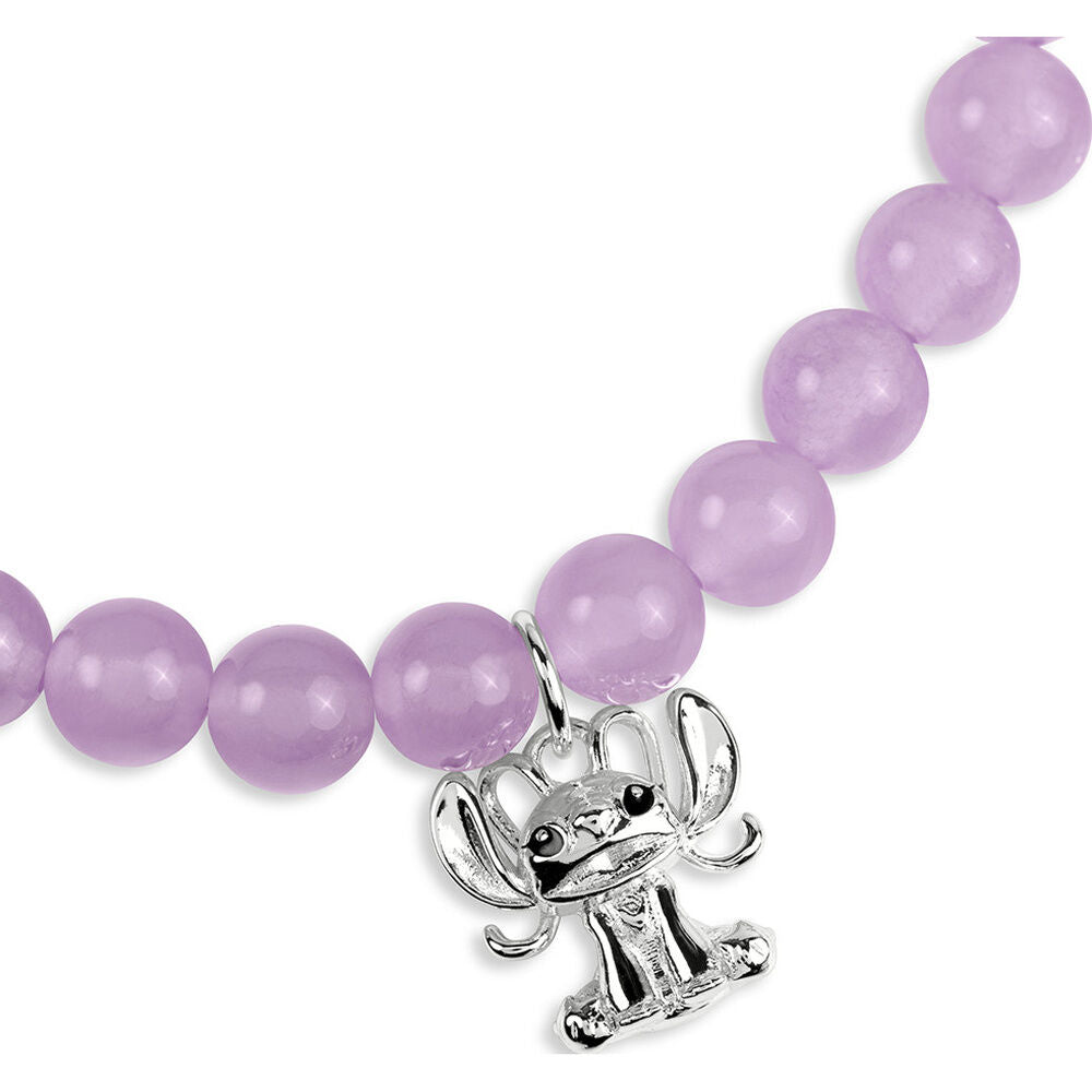 Pulsera de cuentas moradas con charm plateado de Angel Disney - 2