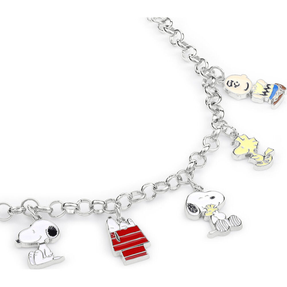 Pulsera de charms Snoopy Peanuts con cadena plateada y varios colgantes - 2