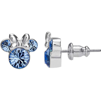 Pendientes de plata 925 con silueta de Minnie y detalles azules - 2