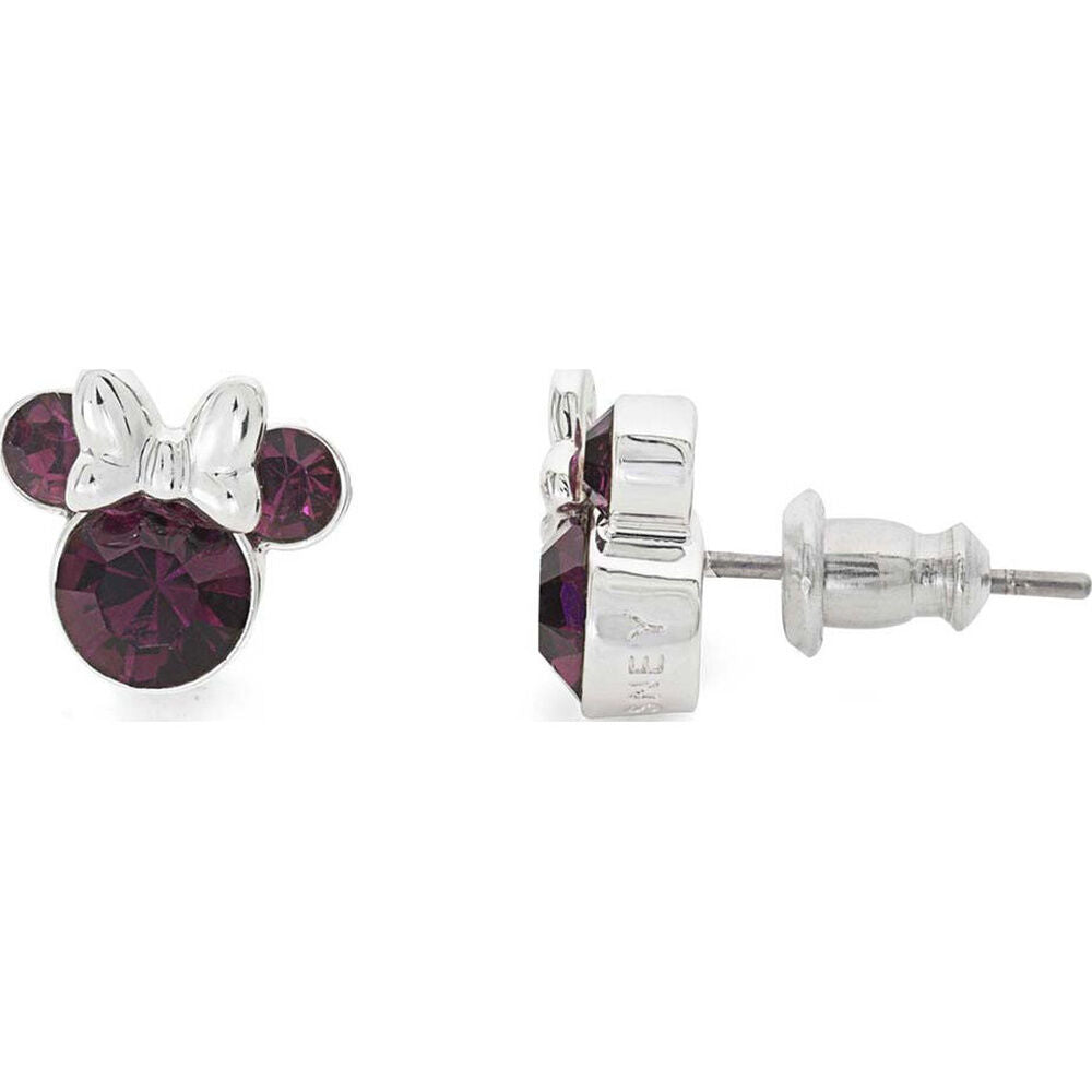 Pendientes Minnie Disney de plata 925 con detalle burdeos - 2
