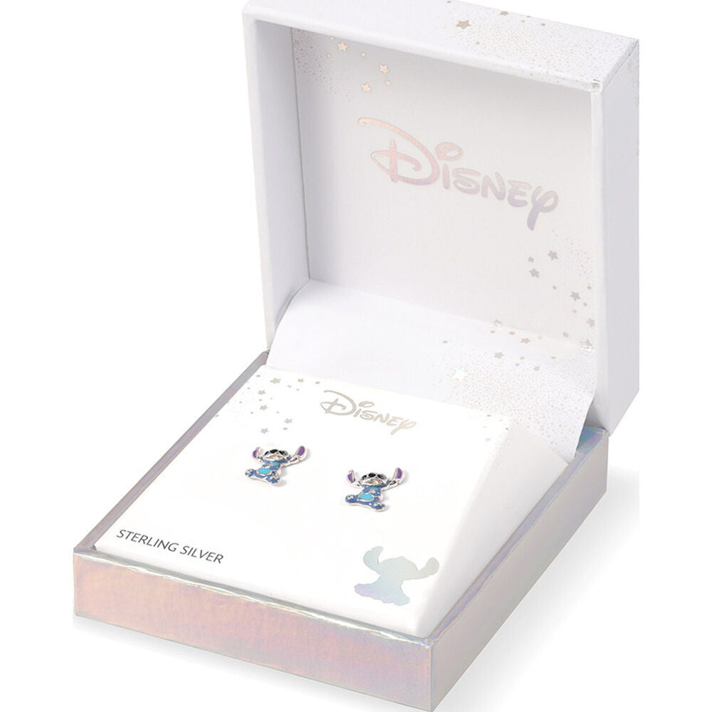 Pendientes de plata 925 con diseño de Stitch Disney en azul y morado - 2