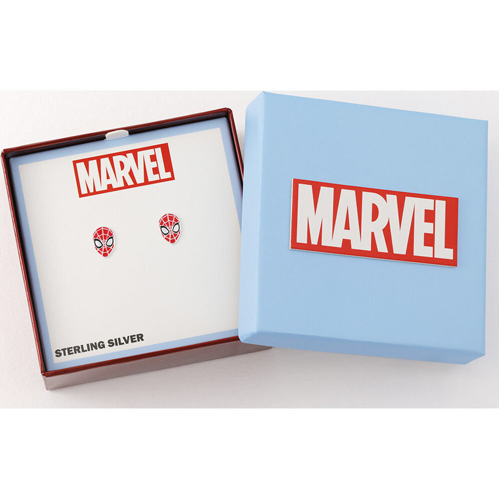 Pendientes de plata 925 con máscara roja de Spider-Man - 2