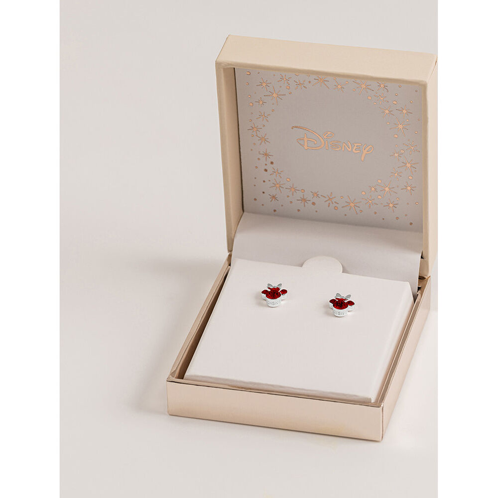 Pendientes de plata 925 con diseño de Minnie y detalles rojos - 2