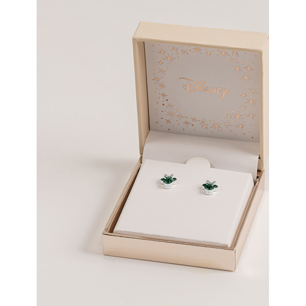 Pendientes Minnie Disney de plata 925 con detalles verdes facetados - 2