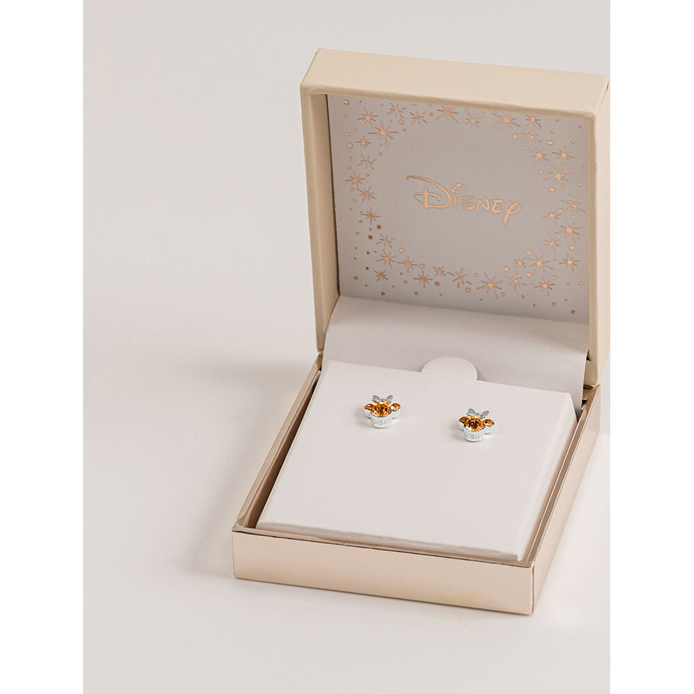 Pendientes Minnie Disney de plata 925 con piezas facetadas naranjas - 2