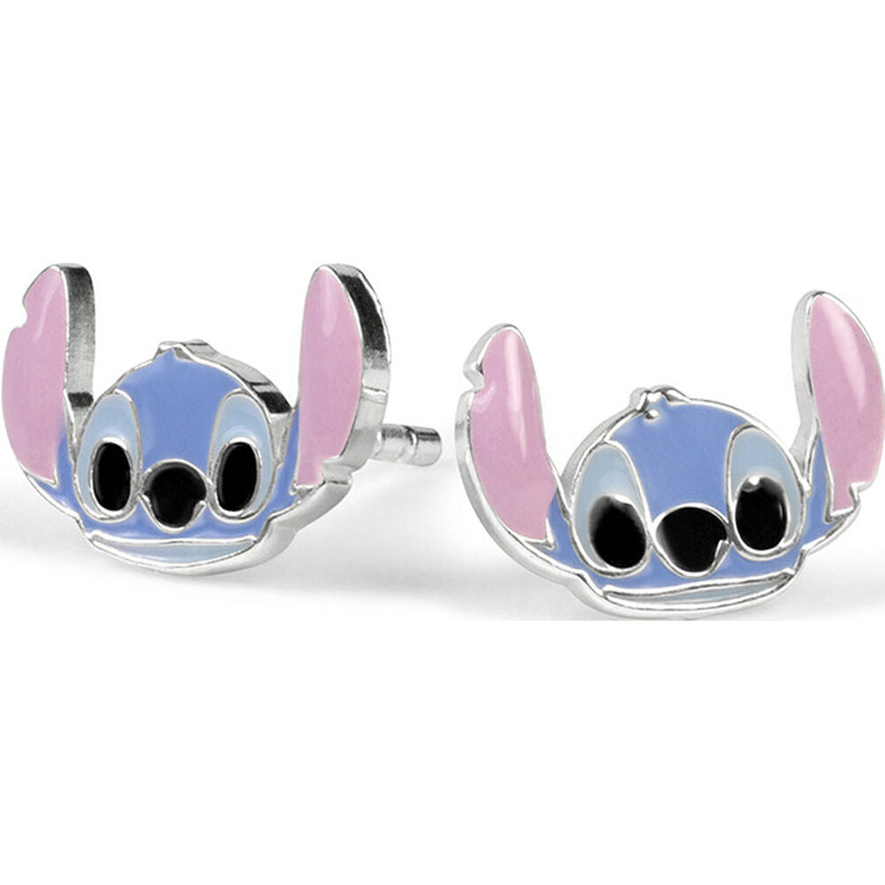 Pendientes de plata 925 con el rostro de Stitch Disney en azul y rosa - 2