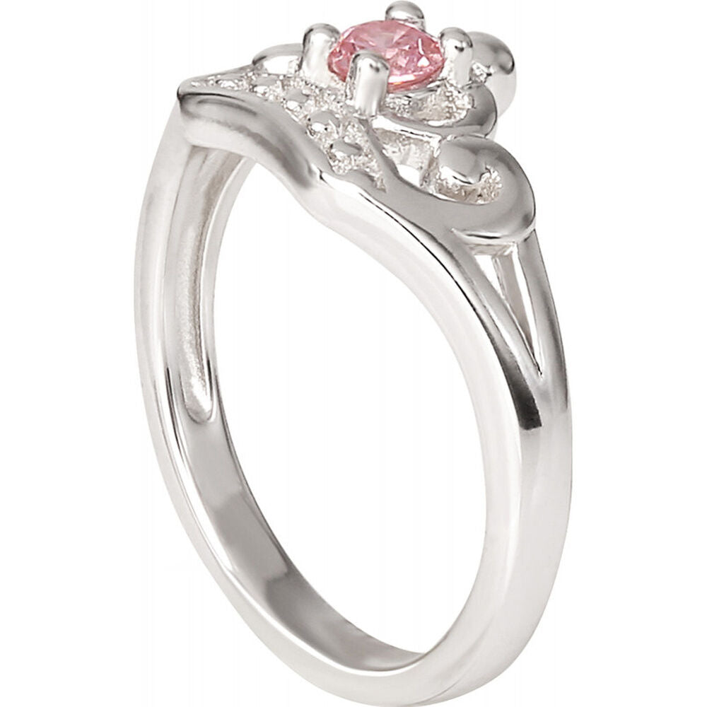 Anillo Disney Princesas de plata 925 con diseño de corona y detalle rosa - 2
