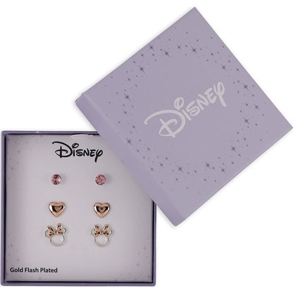 Set de tres pares de pendientes Minnie Disney en rosa y plateado - 2