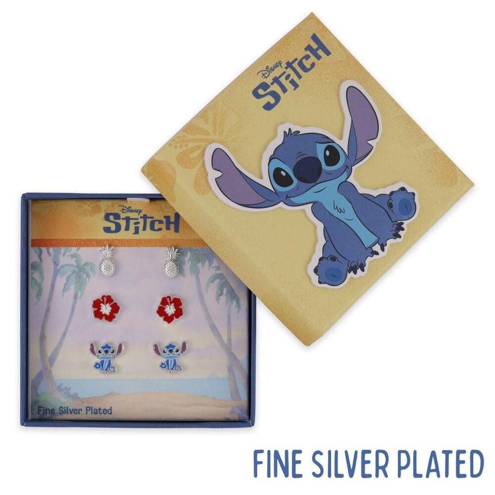 Set de pendientes Disney Stitch con diseños de Stitch, piña y flor roja - 2