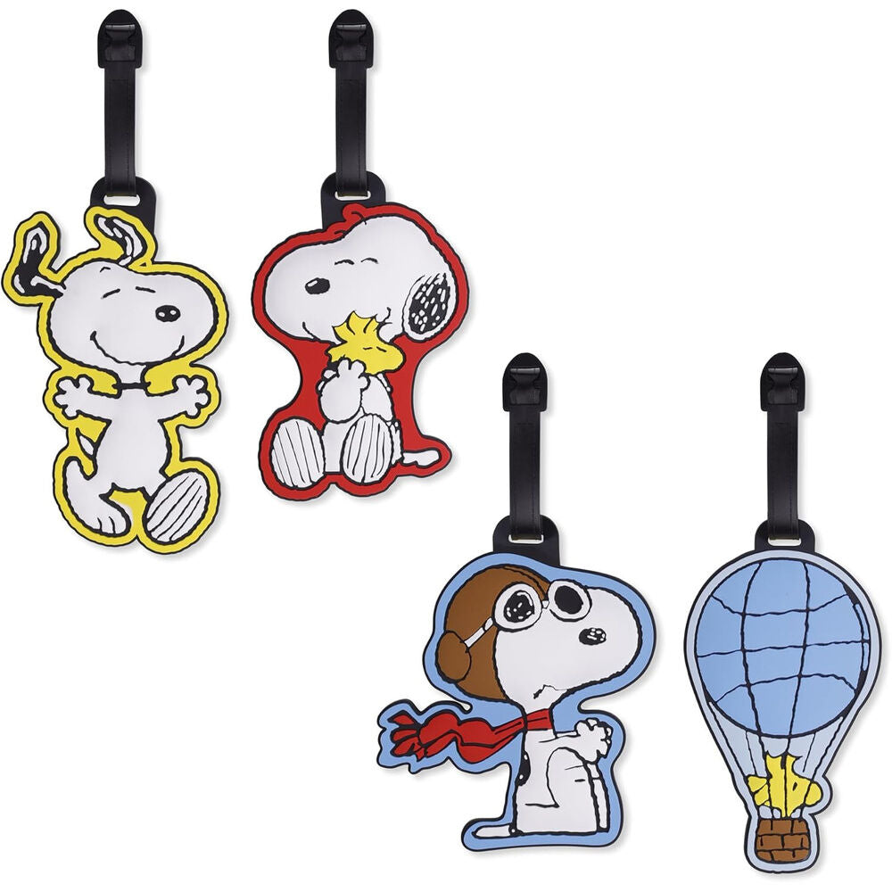 Set de cuatro etiquetas de equipaje Snoopy Peanuts de silicona - 2