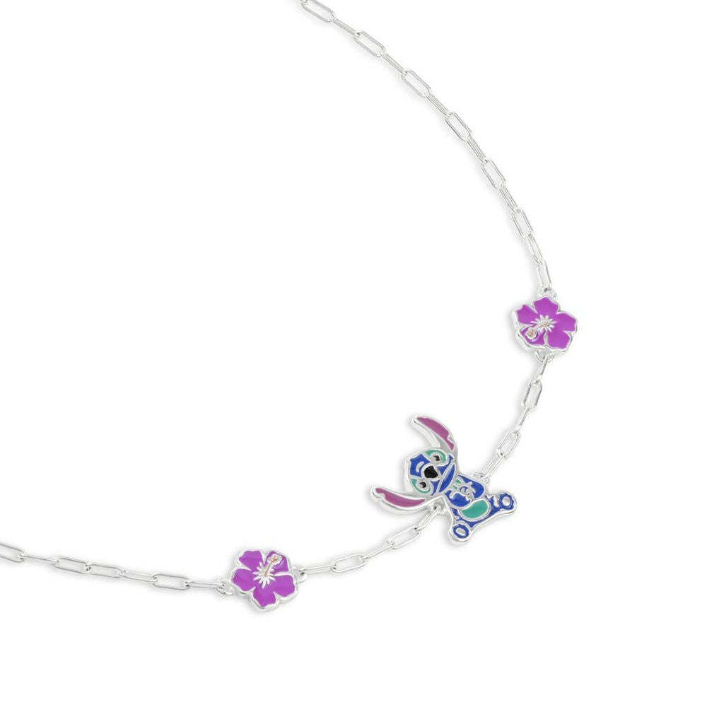 Pulsera Stitch Disney de plata 925 con flores moradas - 3
