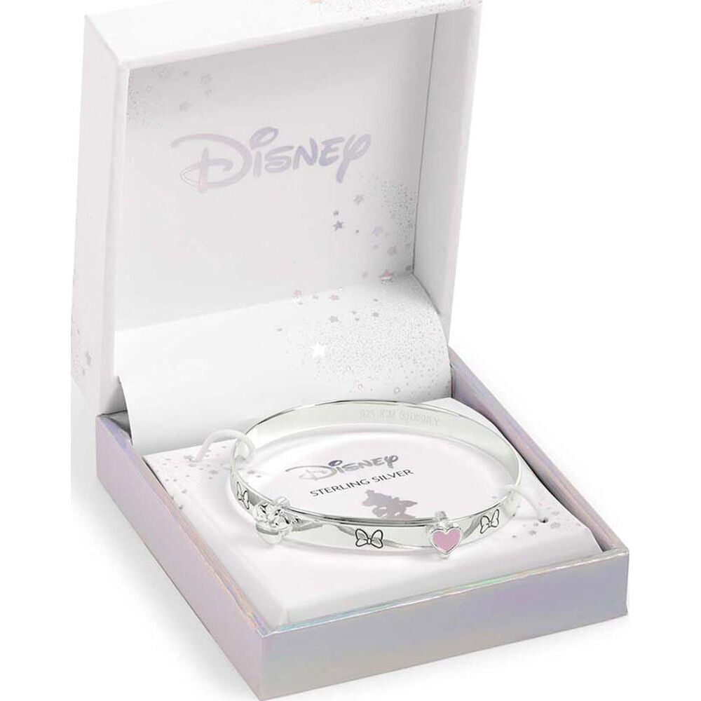 Brazalete Minnie Disney de plata 925 con lazos y corazón rosa - 3