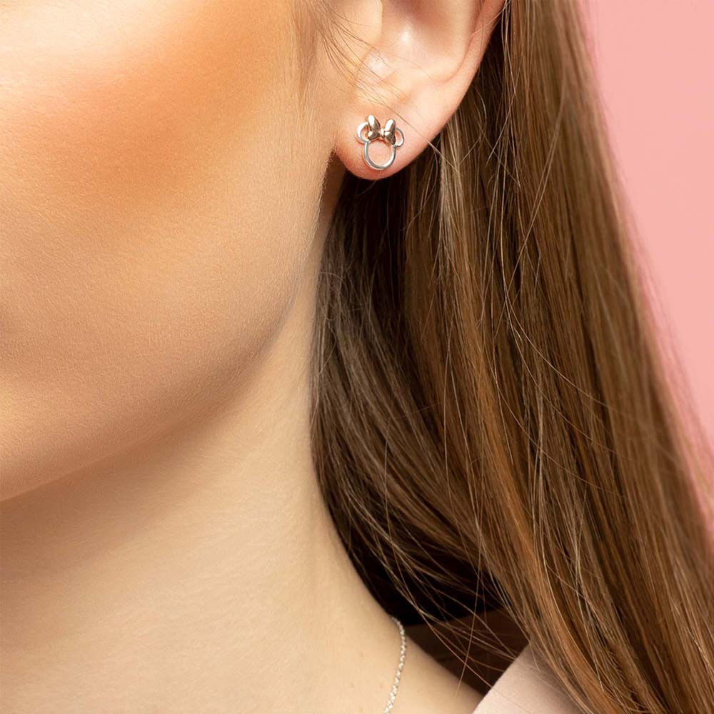 Pendientes Minnie Disney de plata 925 con lazo bicolor - 3