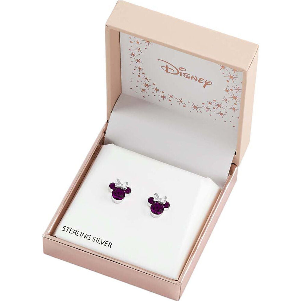Pendientes Minnie Disney de plata 925 con detalle burdeos - 3
