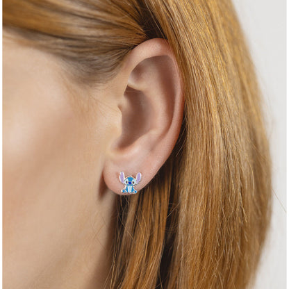 Pendientes de plata 925 con diseño de Stitch Disney en azul y morado - 3