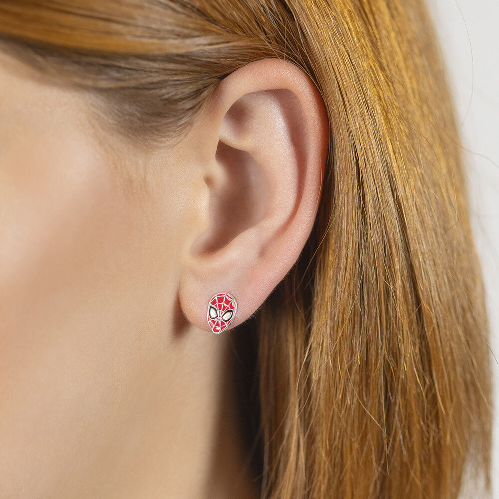 Pendientes de plata 925 con máscara roja de Spider-Man - 3