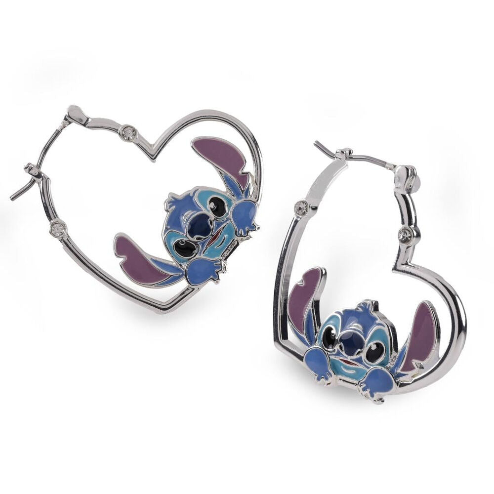 Pendientes de aro con corazón y figura de Stitch Disney - 3