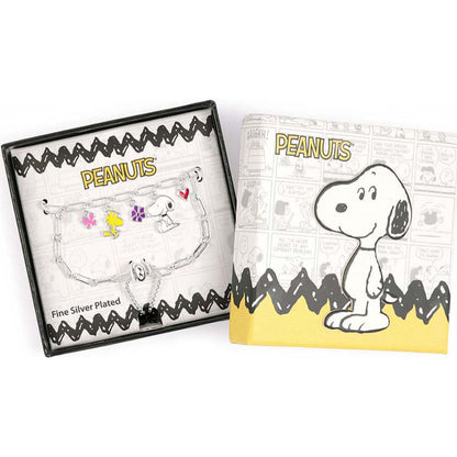 Pulsera plateada Snoopy Peanuts con charms de colores - 4