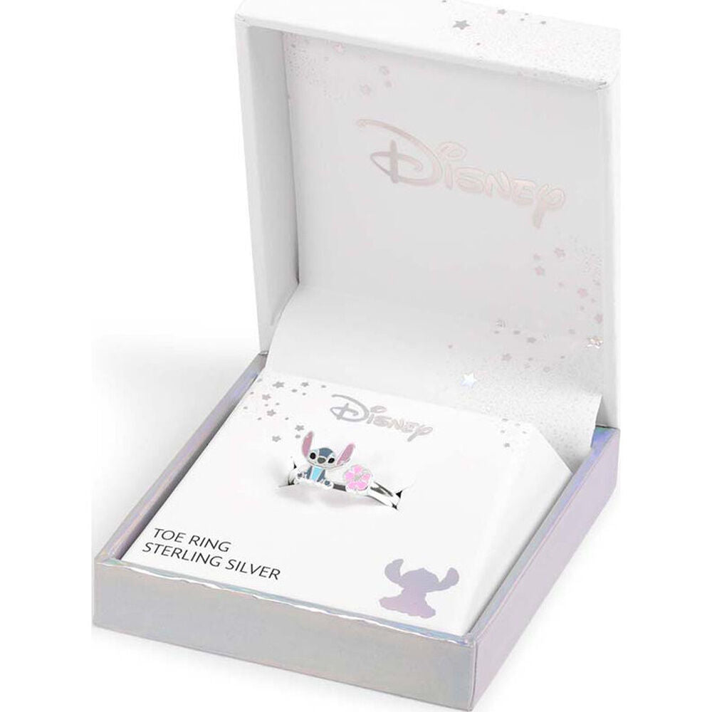 Anillo de pie Stitch Disney de plata 925 con flor rosa - 4