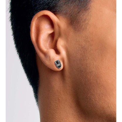 Pendientes de acero inoxidable con rostro de Black Panther en negro y plateado - 4