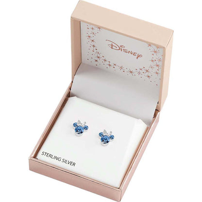 Pendientes de plata 925 con silueta de Minnie y detalles azules - 4