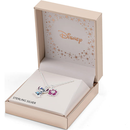 Colgante de plata 925 con Stitch y flor rosa - 4