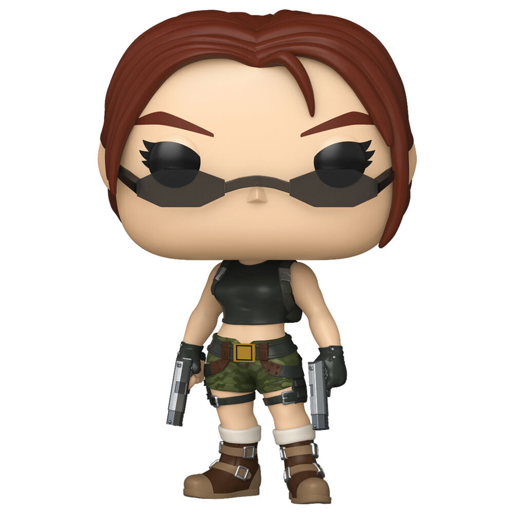 Figura Funko POP de Lara Croft de Tomb Raider con gafas y dos pistolas