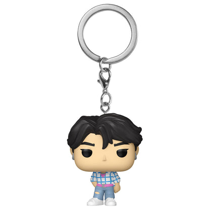 Llavero FUNKO Pocket POP! de Jinu con outfit de cuadros azules y blancos