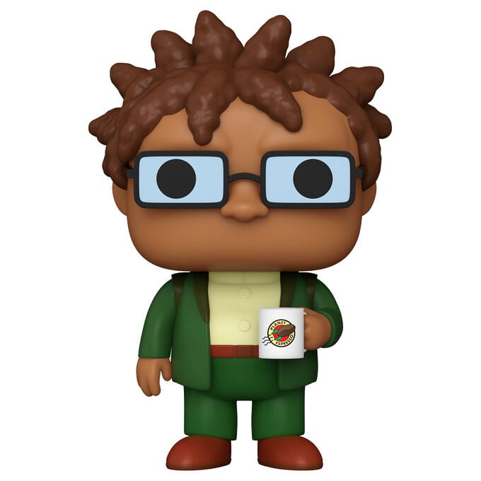 Figura Funko POP! de Hermes Conrad con uniforme verde y taza de Planet Express