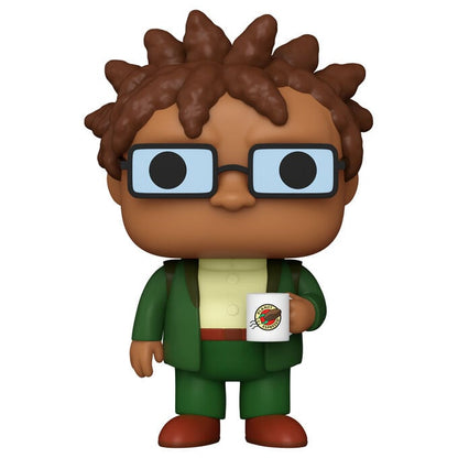 Figura Funko POP! de Hermes Conrad con uniforme verde y taza de Planet Express
